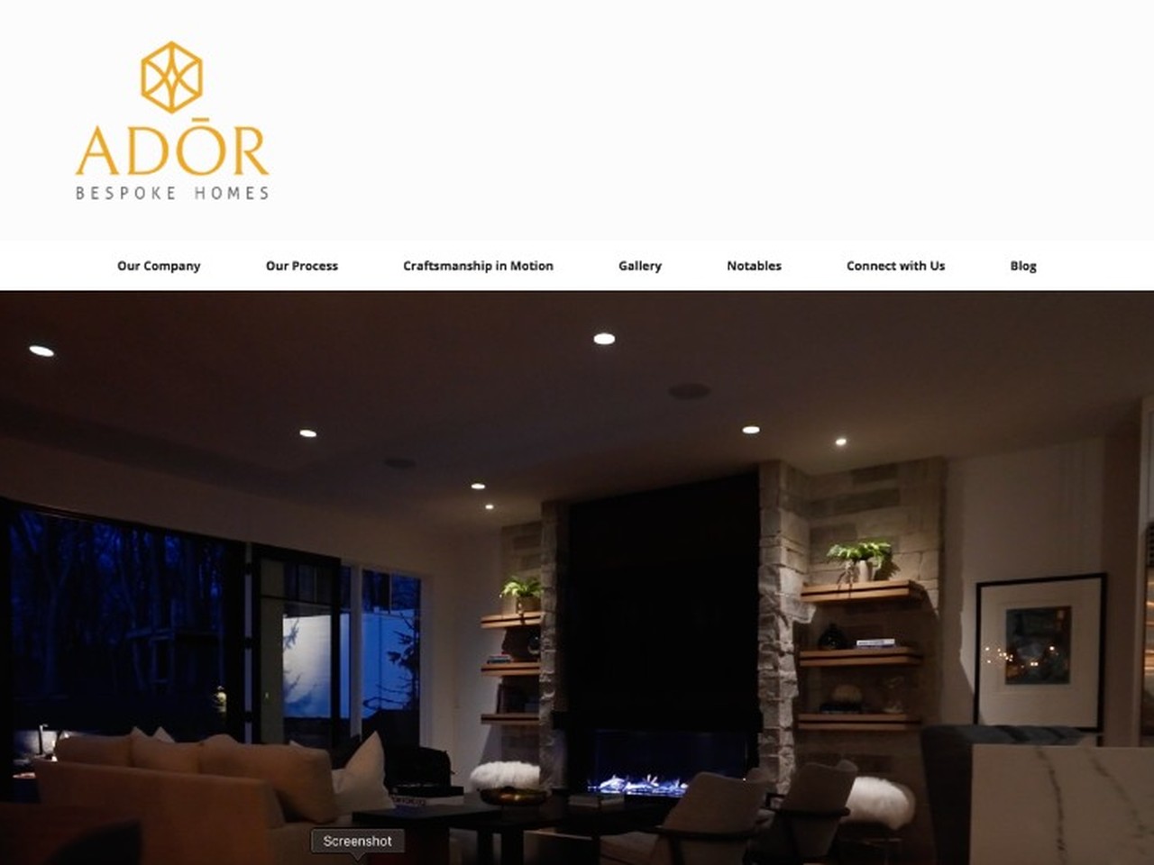 ADŌR Homes website homepage